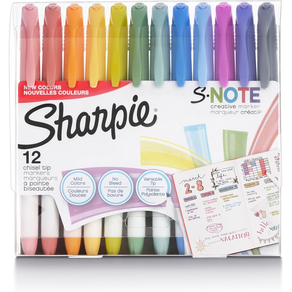 image:imageSharpie SNote Creative Highlighters Assorted Pastel Colors No Bleed Chisel Tip 12 Count Back to School Supplies