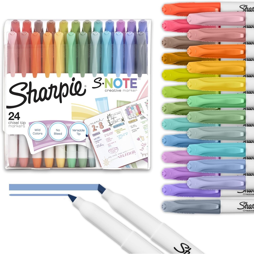 image:imageSharpie SNote Creative Highlighters Assorted Pastel Colors No Bleed Chisel Tip 24 Count  Colorful Office Supplies24