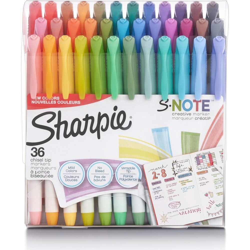 image:imageSharpie SNote Creative Highlighters Assorted Pastel Colors No Bleed Chisel Tip 36 Count  Bullet Journaling Note Taking Fun Teacher Supplies