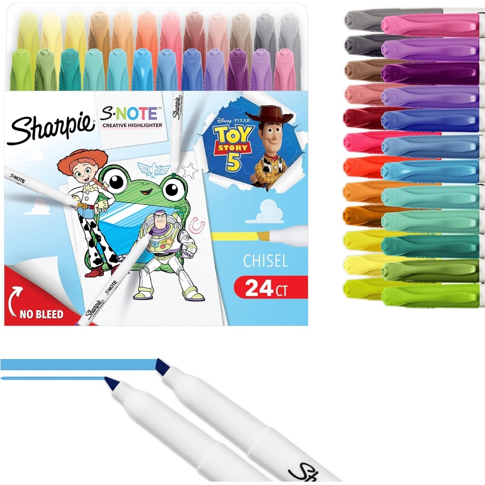 image:imageSharpie SNote Creative Highlighters Toy Story 5 Packaging Chisel Tip Assorted 24 Count24 Count Toy Story