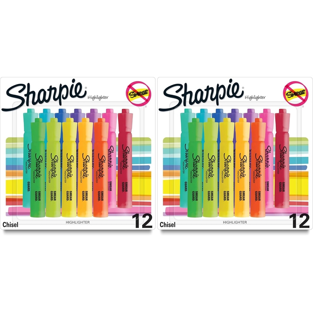 image:imageSharpie Tank Highlighters Assorted Colors Chisel Tip Back to School Essentials Teacher amp Office Supplies SmearResistant 12Pack1 Count Pack of 24