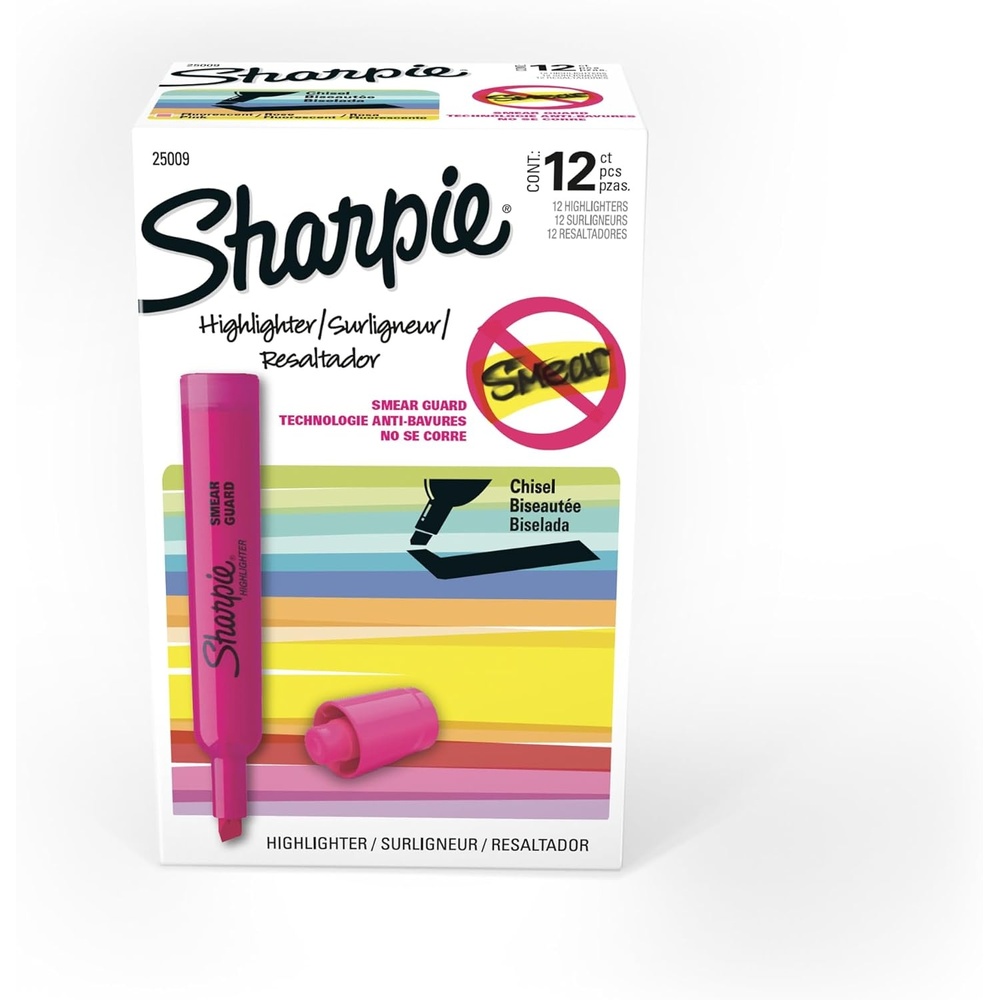image:imageSharpie Tank Style Highlighters Chisel Tip Fluorescent Pink 12 Count
