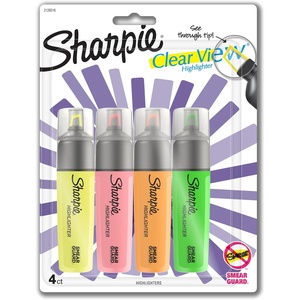 Sharpie Clear View Highlighters, See-Through Chisel Tip, Fluorescent Assorted Colors, 8 Count(4 Count Assorted)