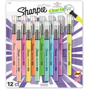 Sharpie Clear View Stick Highlighters, See-Through Chisel Tip, Assorted Fluorescent Colors, 8 Count – School, Home, and Office Use, Teacher Supplies(1 Count (Pack of 12))