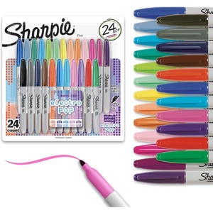 Sharpie Color Burst Permanent Markers, Fine Point, Assorted, 24 Pack (1949557)(Electro Pop)