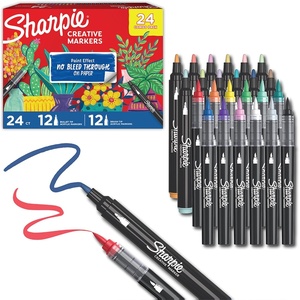 Sharpie Creative Markers, Combo Pack, Water-Based Acrylic, Bullet & Brush Tips, Assorted Colors Including Earth Tones, 24 Count – Works on Paper, Metal, Wood, Ceramic, Glass, Rock, Canvas