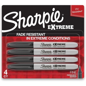 Sharpie Extreme Permanent Markers, Fine Point, Black, 4 Count – Fade Resistant Against Both Wet and Dry Outdoor Elements