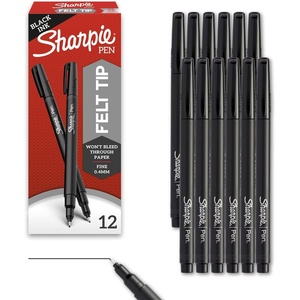 Sharpie Felt Tip Pens, Fine Point (0.4mm), Felt Tip Markers, Black, 12 Count – Journaling, Art, Drawing, Teacher, Back to School(Black)