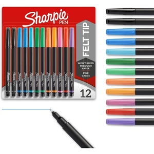 Sharpie Felt Tip Pens, Fine Point Pens (0.4mm), Felt Tip Markers, Assorted Colors, 12 Count – Journaling, Art, Drawing, Markers(12-Count)