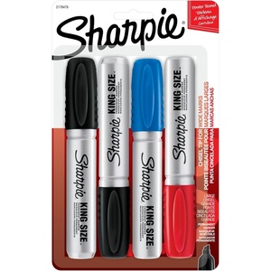 Sharpie King Size Permanent Marker, Large Chisel Tip, Great for Poster Boards, Assorted, 4 Count(Multicolor)