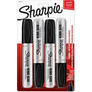 Sharpie King Size Permanent Markers, Large Chisel Tip, Black, 4 Count – Office Supplies, Quick Drying, Great for Poster Boards