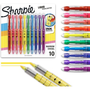 Sharpie Liquid Highlighters, Chisel Tip, Assorted Colors, 10 Count – Journaling, School, Study Supplies