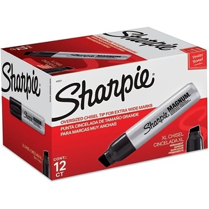 Sharpie Magnum Permanent Markers, Oversized Chisel Tip, Black, 12 Count – Office, Home, Teacher Supplies, Great for Poster Boards(Black)