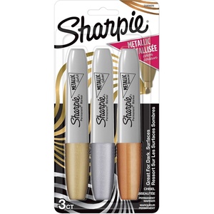 Sharpie Metallic Permanent Markers, Chisel Tip, Assorted Colors, 3 Count(3 Count Assorted)