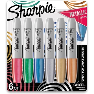 Sharpie Metallic Permanent Markers, Chisel Tip, Assorted Colors, 3 Count(6 Count Assorted)