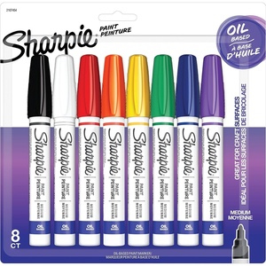 Sharpie Oil-Based Paint Markers, Medium Point, Assorted Colors, 8 Count – Great for Rock Painting