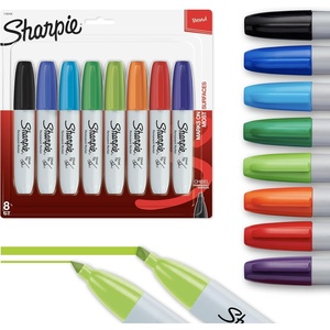 Sharpie Permanent Chisel Tip Marker Set, Poster Markers for Wood, Plastic, and More, 8 Count(8ct – Assorted Chisel)