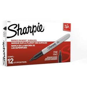 Sharpie Permanent Markers, Bulk Set, Fine Tip Markers, For Plastic, Metal, Wood, And More, Black, 36 Count(12 Count)