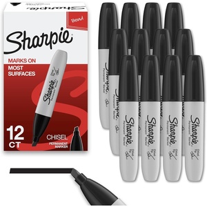 Sharpie Permanent Markers, Chisel Tip, Black, 12 Count – Home, School, Office Supplies