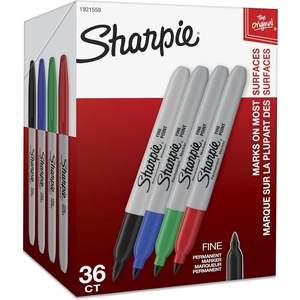Sharpie Permanent Markers, Fine Point, Assorted Colors (Black, Red, Blue, Green), 36 Count – Bulk Office Supplies