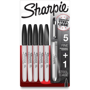 Sharpie Permanent Markers, Fine Tip, Black, 5 Count – Quick Drying, Fade Resistant(6 Count (Pack of 1))