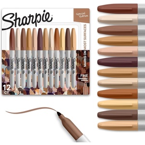 Sharpie Permanent Markers, Special Edition Portrait Colors, Fine Point, 12 Count – Assorted Skin Tone Shades(12 Count (Pack of 12))