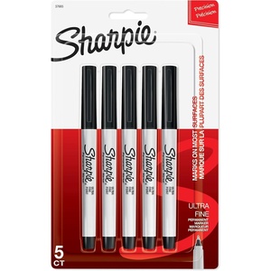 Sharpie Permanent Markers, Ultra Fine Point, Black, 5 Count – Home, School, Office Supplies