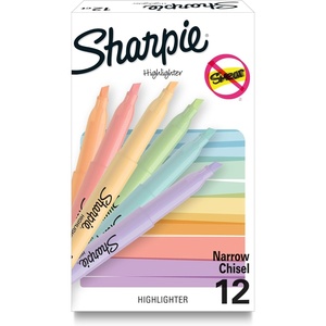 Sharpie Pocket Highlighters, Mild Pastel Colors, Assorted, Chisel Tip, 12 Count – School, Home, and Office Use, Teacher Supplies(Pastel)