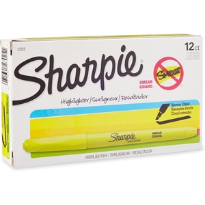 Sharpie Pocket Style Highlighters, Chisel Tip, Fluorescent Yellow, Box of 12(12 Count)