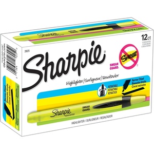 Sharpie Retractable Highlighters, Chisel Tip, Fluorescent Yellow, 12 Count(12 Count Yellow)