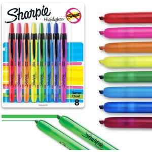 Sharpie Retractable Highlighters, Chisel Tip Highlighters, Assorted Colors, Essential Teacher & Back to School Supplies, Smear Resistant, 8-Pack