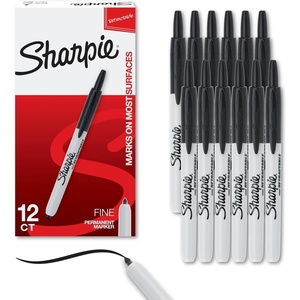 Sharpie Retractable Permanent Markers, Fine Tip, Black, 12 Count – Desk, Classroom, Office Supplies(12 Count Black)