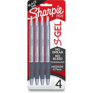 Sharpie S-Gel Black Gel Pens, Medium Point 0.7mm, Journaling Pens, Smooth Writing, Drawing & Writing Pens, Ideal for School & Office Supplies, 4-Pack