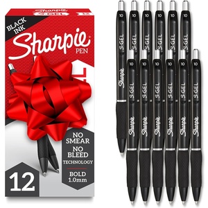 Sharpie S-Gel Bold Point Black Gel Pens, Back to School Essentials, 1.0mm Black Ink Pens, Smooth Writing for Office & Teacher Supplies, Smear-Resistant, No Bleed Technology, 12-Pack(144)
