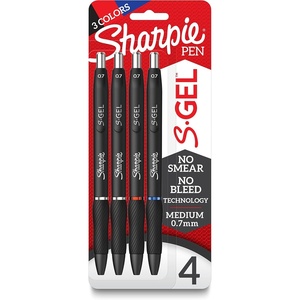Sharpie S-Gel Gel Pens, Black Barrel, Medium Point (0.7mm), Assorted Ink Colors, 4 Count – Writing, Note-Taking, Journaling, School Supplies(Black)