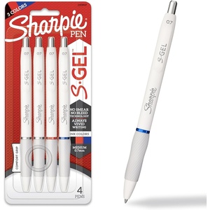 Sharpie S-Gel Gel Pens, White Barrel, Medium Point (0.7mm), Assorted Ink Colors, 4 Count – Writing, Note-Taking, Journaling, Trendy Desk Supplies