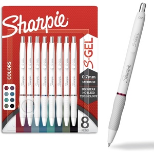 Sharpie S-Gel Pens, Fashion Barrel White Pearl, Medium Point (0.7mm), Bold Ink Colors, 8 Count(8 Count)