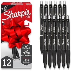 Sharpie S-Gel Pens, Fine Point (0.5mm), Black Ink, 12 count – Ideal for Writing, Journaling, Drawing, Coloring, Note-Taking, College Supplies(1 Count (Pack of 144))