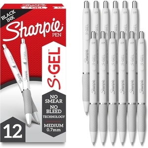 Sharpie S-Gel Pens, Frost Blue Barrel, Medium Point (0.7mm), Black Gel Ink, 12 Count – Office Supplies, Journaling, Writing, Note-Taking(Pearl White)