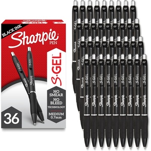 Sharpie S-Gel Pens, Medium Point (0.7mm), Black Gel Ink, 36 Count – Writing, Note-Taking, Office Supplies, No Smear, No Bleed