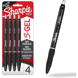 Sharpie S-Gel Pens, Medium Point (0.7mm), Black Ink, 4 Count – Ideal for Writing, Journaling, Drawing, Coloring, Note-Taking, College Supplies(4 Count)