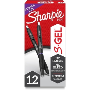 Sharpie S-Gel Pens, Medium Point (0.7mm), Purple Gel Ink, 12 Count – For Home, Office, School