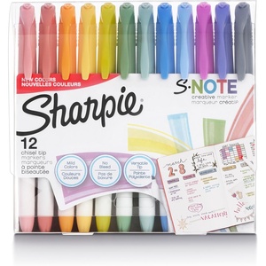 Sharpie S-Note Creative Highlighters, Assorted Pastel Colors, No Bleed, Chisel Tip, 12 Count – Back to School Supplies