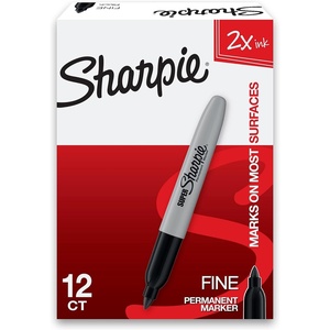 Sharpie Super Permanent Markers, Fine Point, Black, 12 Count – Quick Drying, For Classroom, Poster Boards, Office, Home, Teacher Supplies(Marker)