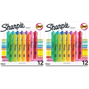 Sharpie Tank Highlighters, Assorted Colors, Chisel Tip, Back to School Essentials, Teacher & Office Supplies, Smear-Resistant, 12-Pack(1 Count (Pack of 24))