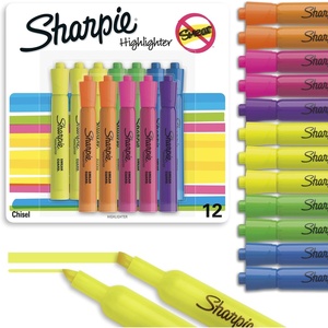 Sharpie Tank Highlighters, Chisel Tip, Assorted Fluorescent, Six Assorted Colors, 12 Count – Back to School, Office, Teacher Supplies(12 Count (Pack of 6))