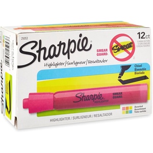 Sharpie Tank Style Highlighters, Chisel Tip, Assorted Colors, 12 Count