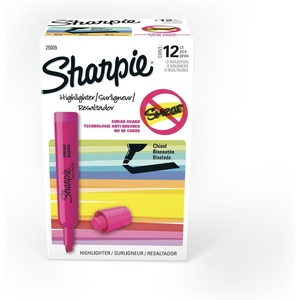 Sharpie Tank Style Highlighters, Chisel Tip, Fluorescent Pink, 12 Count